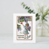 meisje met bloemen en Valentijn groet Briefkaart (Staand voorkant)