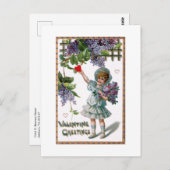 meisje met bloemen en Valentijn groet Briefkaart (Voorkant / Achterkant)