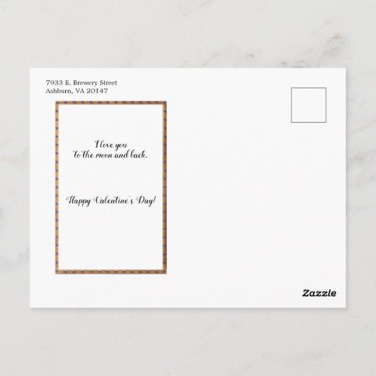 meisje met bloemen en Valentijn groet Briefkaart (Achterkant)