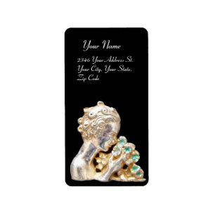 MEISJE MET BLOEMEN, goud, zwart Etiket