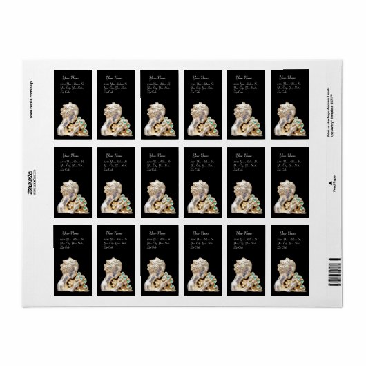 MEISJE MET BLOEMEN, goud, zwart Etiket (Full Sheet)