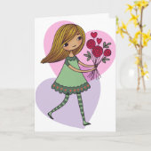Meisje Met Bloemen Kaart (Gele Bloem)