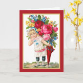  meisje met bloemen kaart (Gele Bloem)