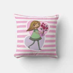 Meisje Met Bloemen Kussen