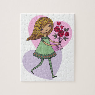 Meisje Met Bloemen Legpuzzel