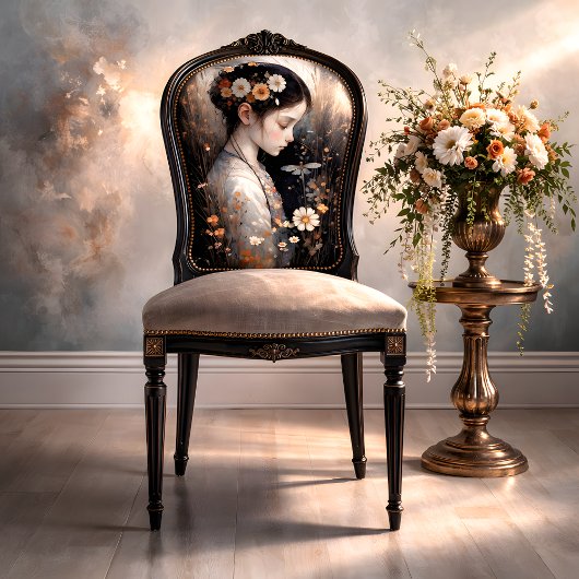 Meisje met Bloemen & Libel Decoupage Tissuepapier
