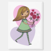 Meisje Met Bloemen Magneet (Voorkant)