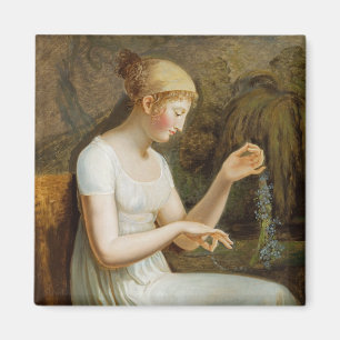 Meisje met bloemen magneet