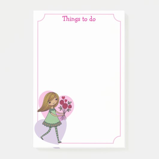 Meisje Met Bloemen Post-it® Notes (Voorkant)