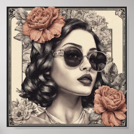  meisje met bloemen poster (Voorkant)