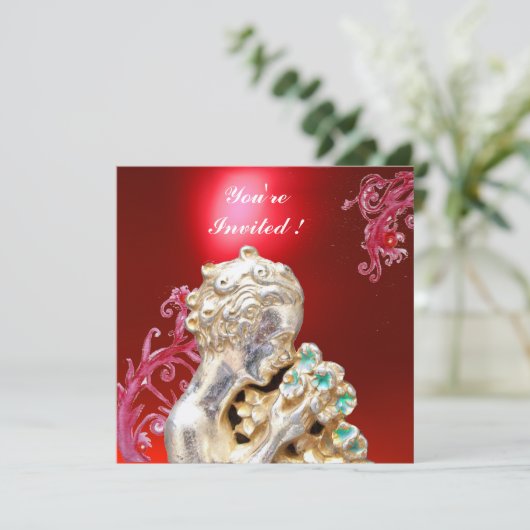 MEISJE MET BLOEMEN ,Rode Robijn Kaart (Staand voorkant)