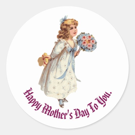  meisje met bloemen sticker (Voorkant)