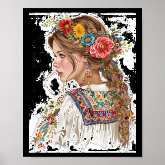Meisje met bloemen Sticker 1 Poster (Voorkant)