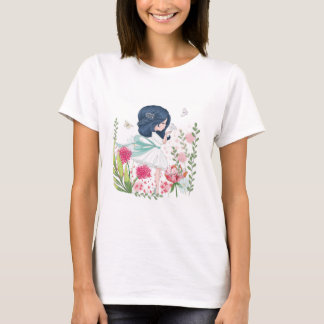 meisje met bloemen t-shirt