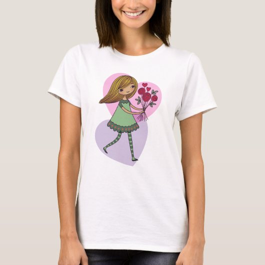Meisje Met Bloemen T-shirt (Voorkant)