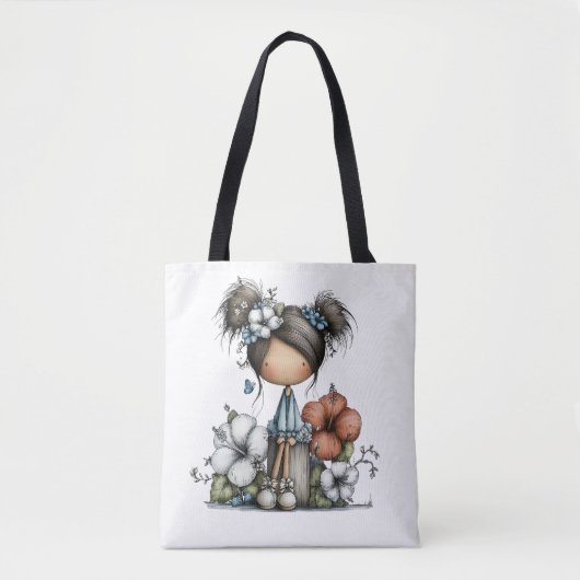 Meisje Met Bloemen Tote Bag (Voorkant)
