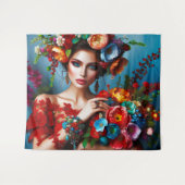 Meisje met bloemen wandkleed (Voorkant (horizontaal))