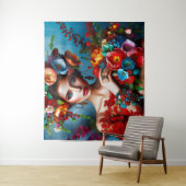 Meisje met bloemen wandkleed (In situ)