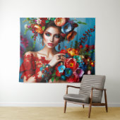 Meisje met bloemen wandkleed (In Situ (horizontaal))