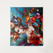 Meisje met bloemen wandkleed (Voorkant)