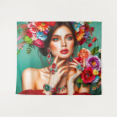 Meisje met bloemen wandkleed (Voorkant (horizontaal))