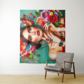 Meisje met bloemen wandkleed (In situ)