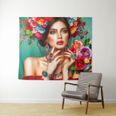 Meisje met bloemen wandkleed (In Situ (horizontaal))