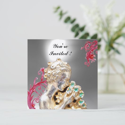 MEISJE MET BLOEMEN , Witte Maansteen Kaart (Staand voorkant)