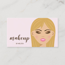Meisje met blond haar make-up Close-up visagist Visitekaartje