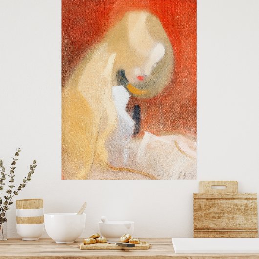 Meisje met blond haar van Helene Scherfbeck Poster (Keuken)