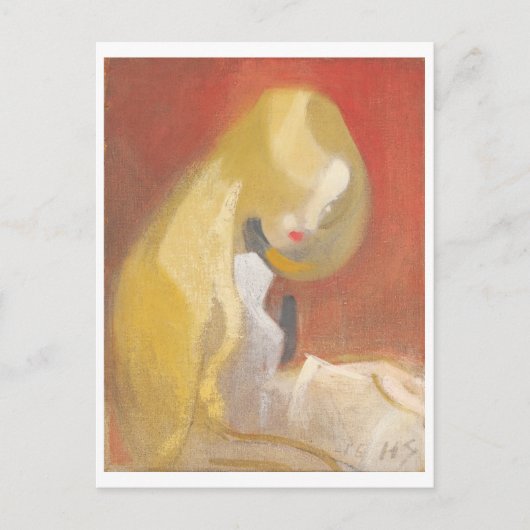 Meisje met Blonde Hair, Helene Schjerfbeck Briefkaart (Voorkant)