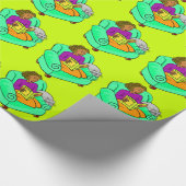 Meisje met boek en kat cadeaupapier (Hoek)