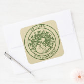 Meisje met boek & kat ex libris Sjabloon Vierkante Sticker (Envelop)