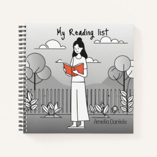 Meisje met boek - Monochroom Reading List Journal