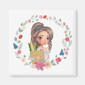 meisje met boodschappen magneet (Voorkant)