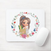 meisje met boodschappen muismat (Met muis)