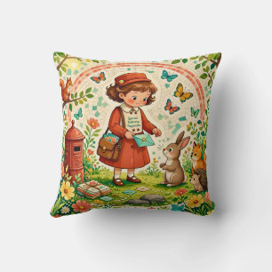 ~ MEISJE MET BOSDIEREN ~ Zoete Vintage~ Kussen