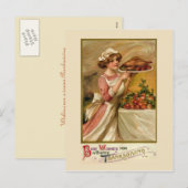 Meisje met braadstuk Turkije Feestdagenkaart (Voorkant / Achterkant)