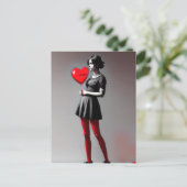 Meisje met briefkaart met rode hartballon (Staand voorkant)
