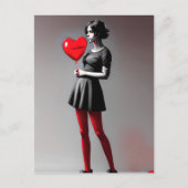 Meisje met briefkaart met rode hartballon (Voorkant)