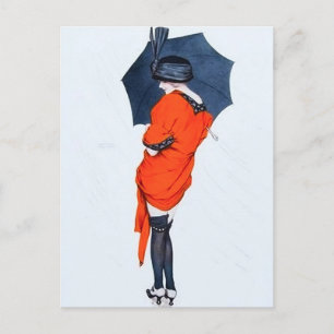  meisje met Briefkaart op het mbrella