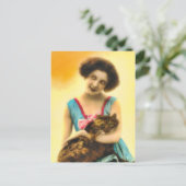 Meisje met Briefkaart van Pet Cat (Staand voorkant)