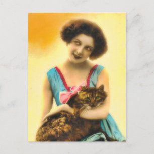 Meisje met Briefkaart van Pet Cat