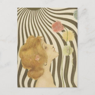  meisje met Briefkaart zon en bloemen