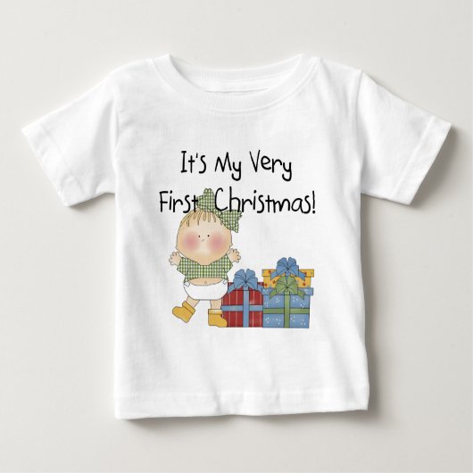 Meisje met Cadeaus 1e kerstshirt en cadeaus (Voorkant)