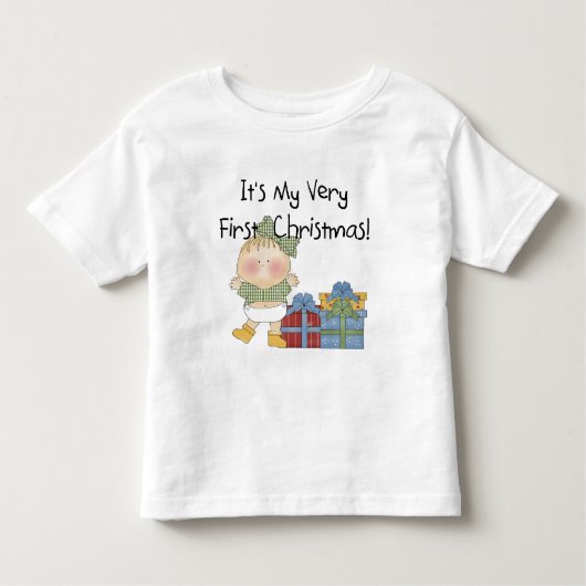 Meisje met Cadeaus 1e kerstshirt en cadeaus Kinder Shirts (Voorkant)