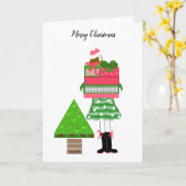 Meisje met Cadeaus en bomen Kaart (Gele Bloem)