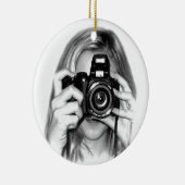 Meisje met camera keramisch ornament (Rechts)