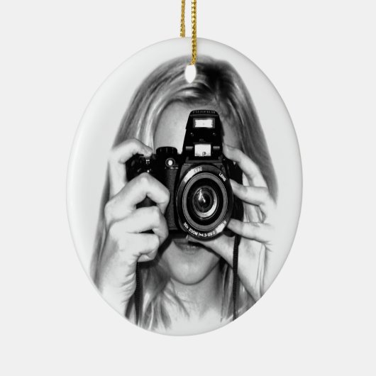 Meisje met camera keramisch ornament (Rechts)