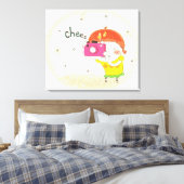 Meisje met camera, klikken canvas afdruk (Insitu (Slaapkamer))
